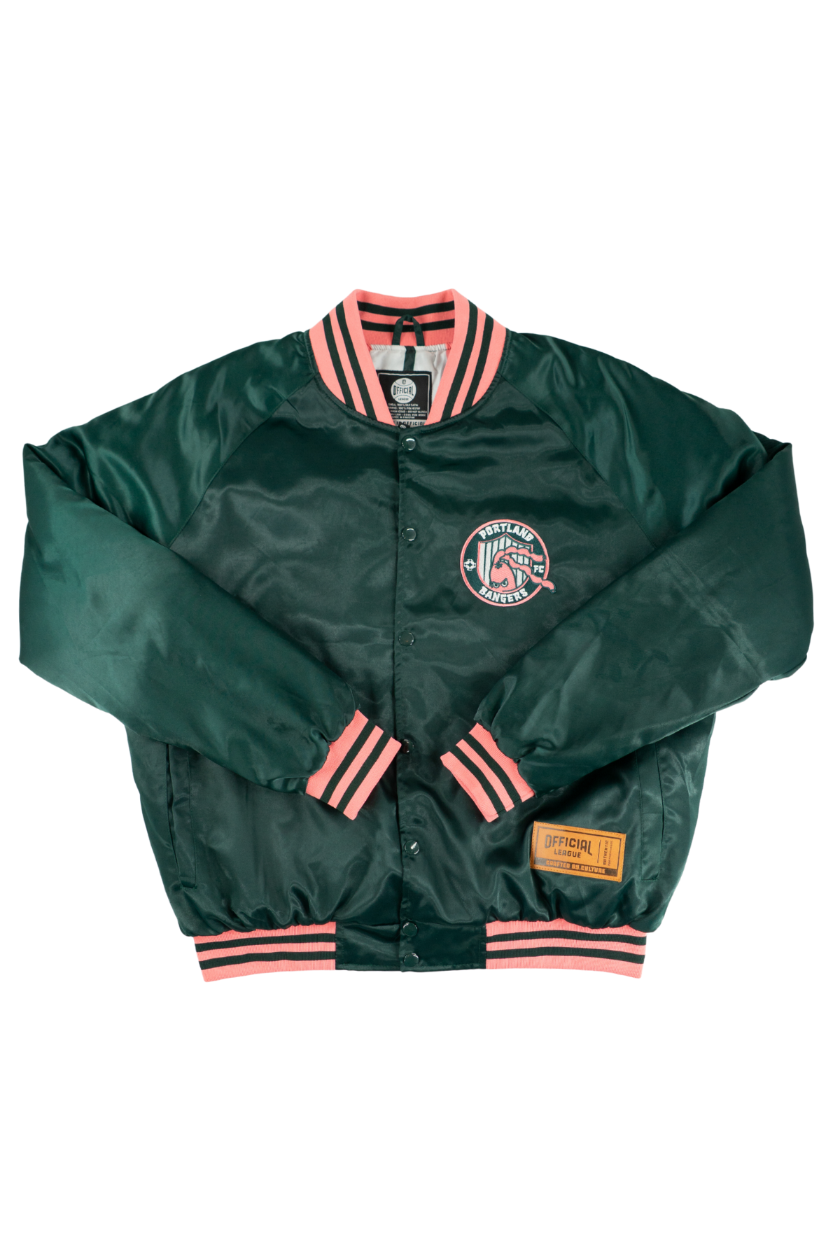 Official League x Portland Bangers Green Satin Jacket