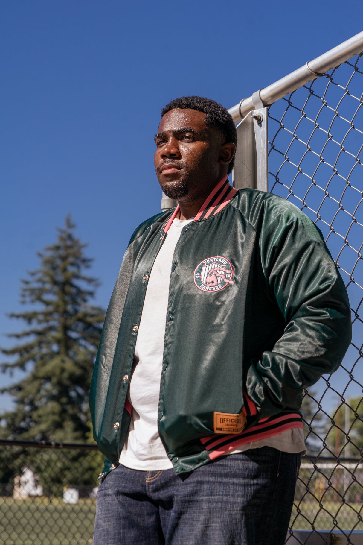 Official League x Portland Bangers Green Satin Jacket