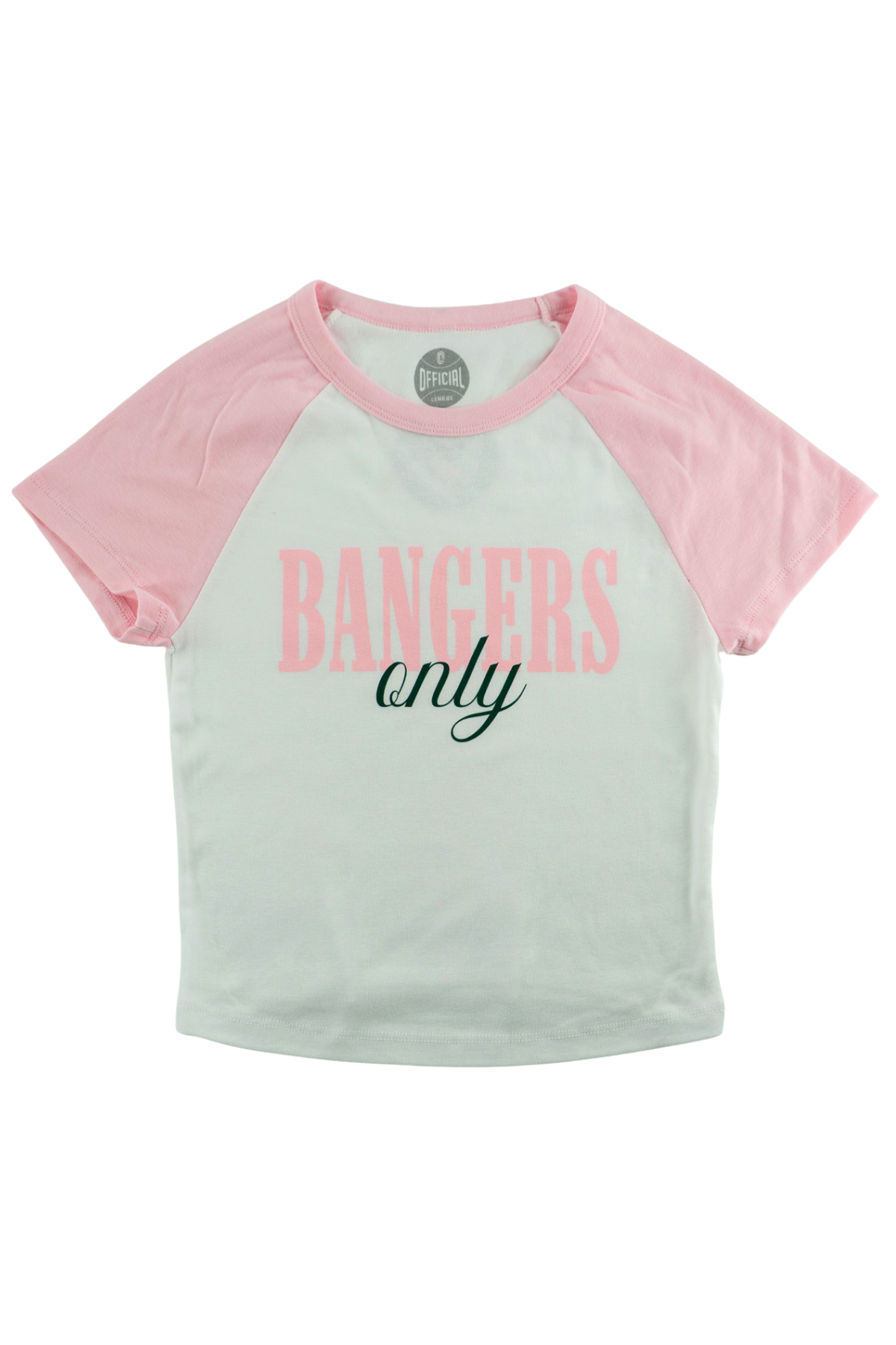 Bangers Only Crop Tee - White/Pink