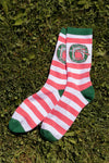 Portland Bangers Saucy's Pink & White Stripe Socks