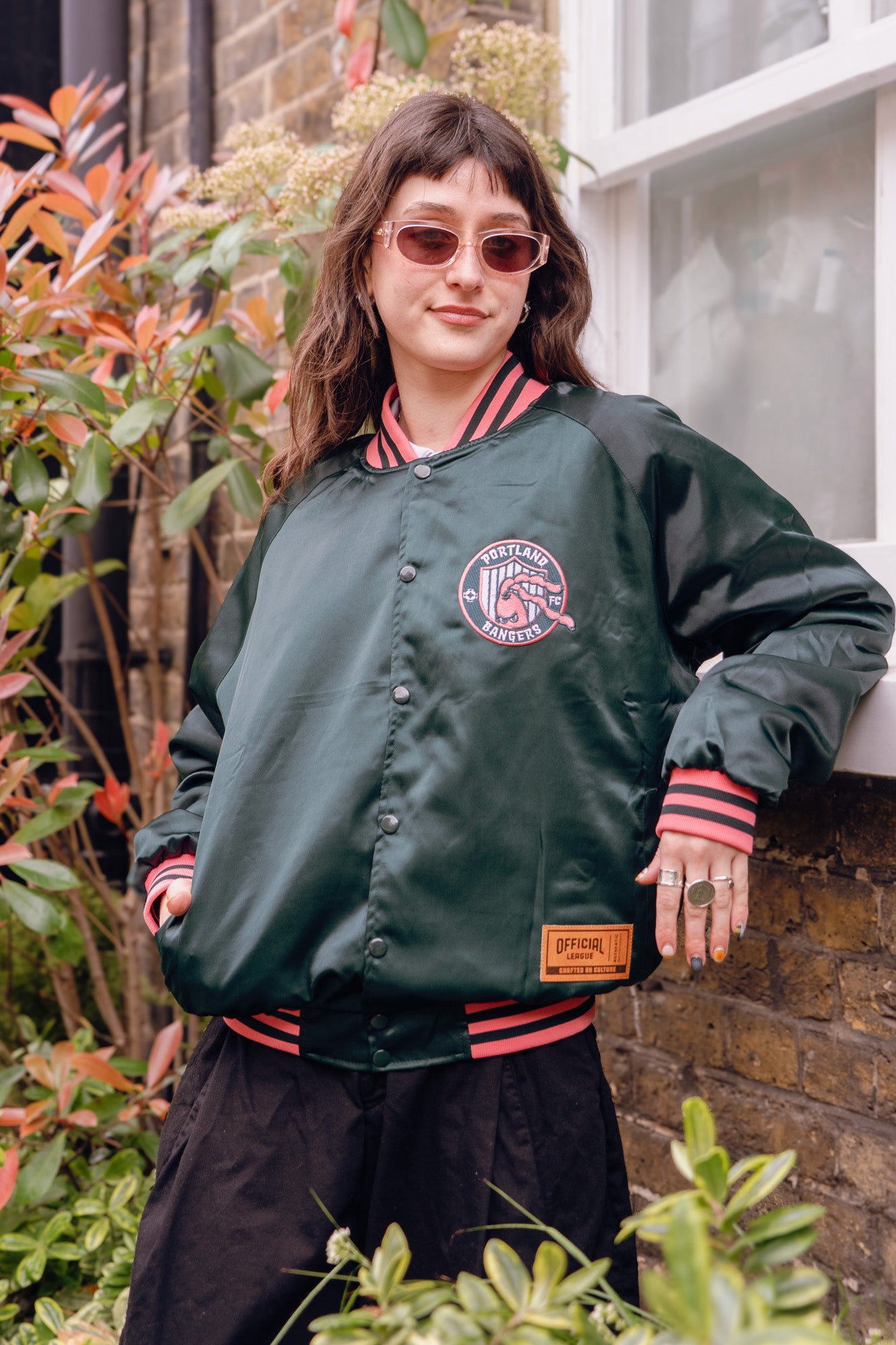 Official League x Portland Bangers Green Satin Jacket