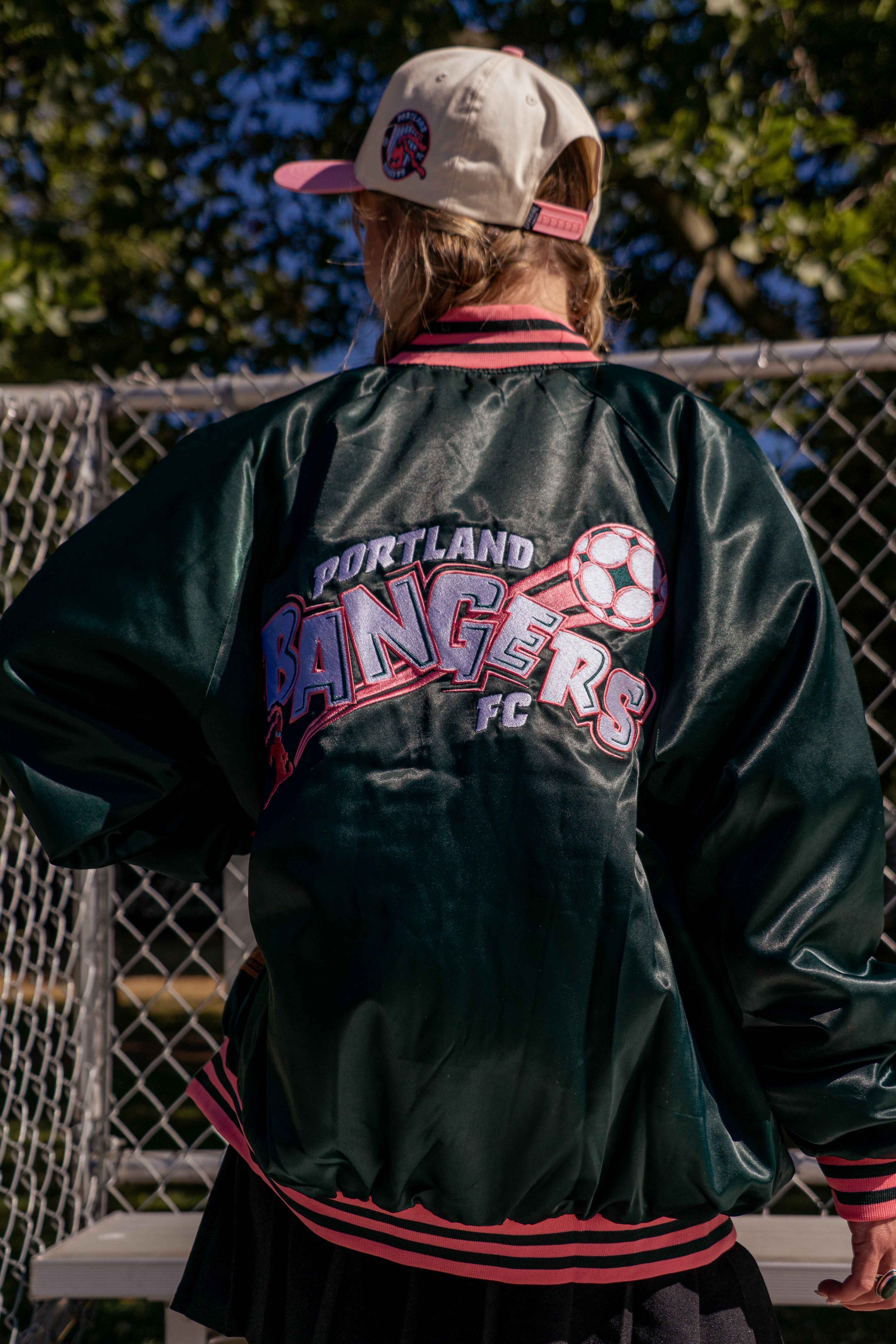 Official League x Portland Bangers Green Satin Jacket
