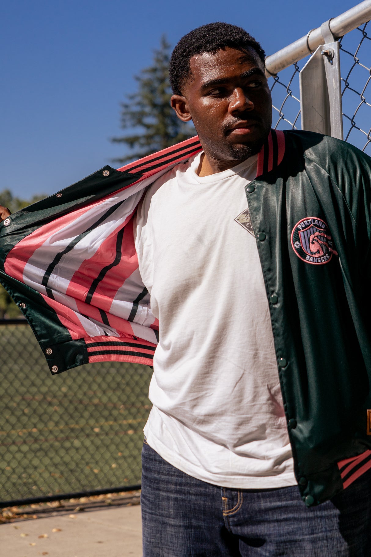 Official League x Portland Bangers Green Satin Jacket
