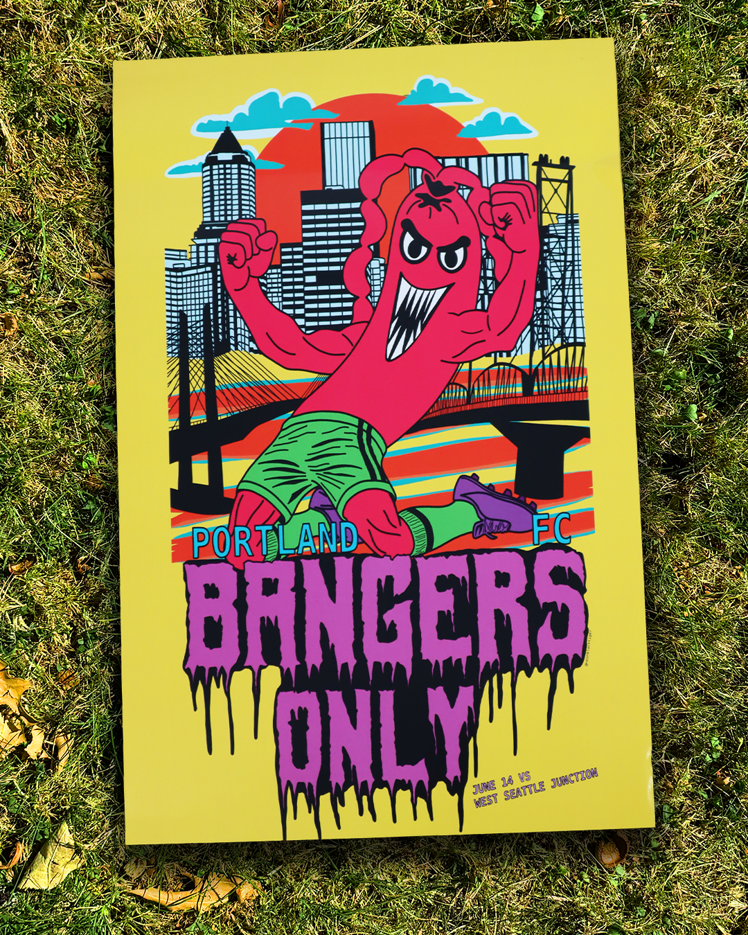 2025 Portland Bangers Artist Series Poster June 14th Neon Black Tiger